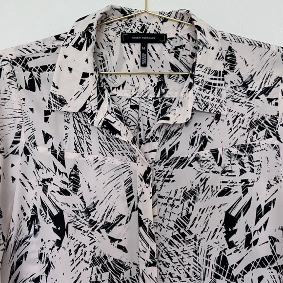 ROBERT RODRIGUEZ Printed Button Down in Black and White SZ M long sleeves (343) - Picture 3 of 8